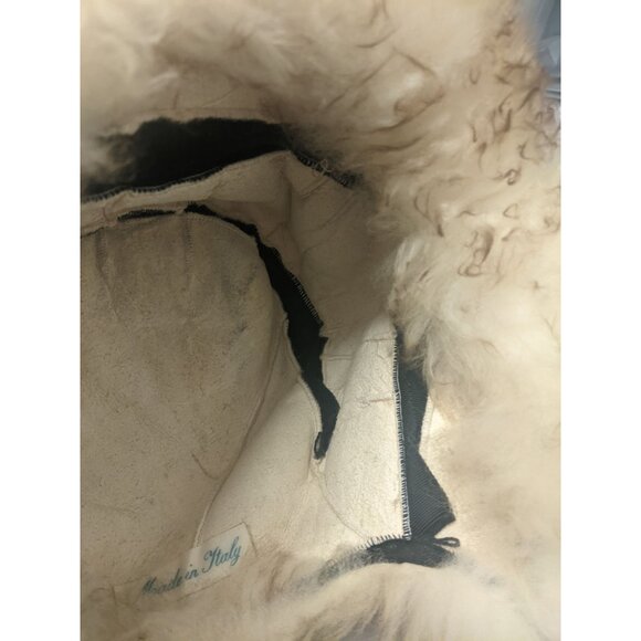 Vintage 60s Sheepskin Shearling Fur Hat With Pom Poms Made in Italy Boho Winter - Picture 16 of 16